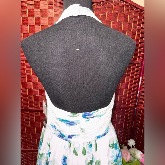 Adrianna Papell Blue and Green Floral Dress Size 10 - Picture 4 of 6